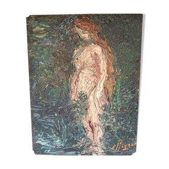 Oil on panel, nude, Effinger