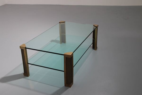 Table de salon en laiton Peter Ghyzcy modèle T14D 1970 Design hollandais