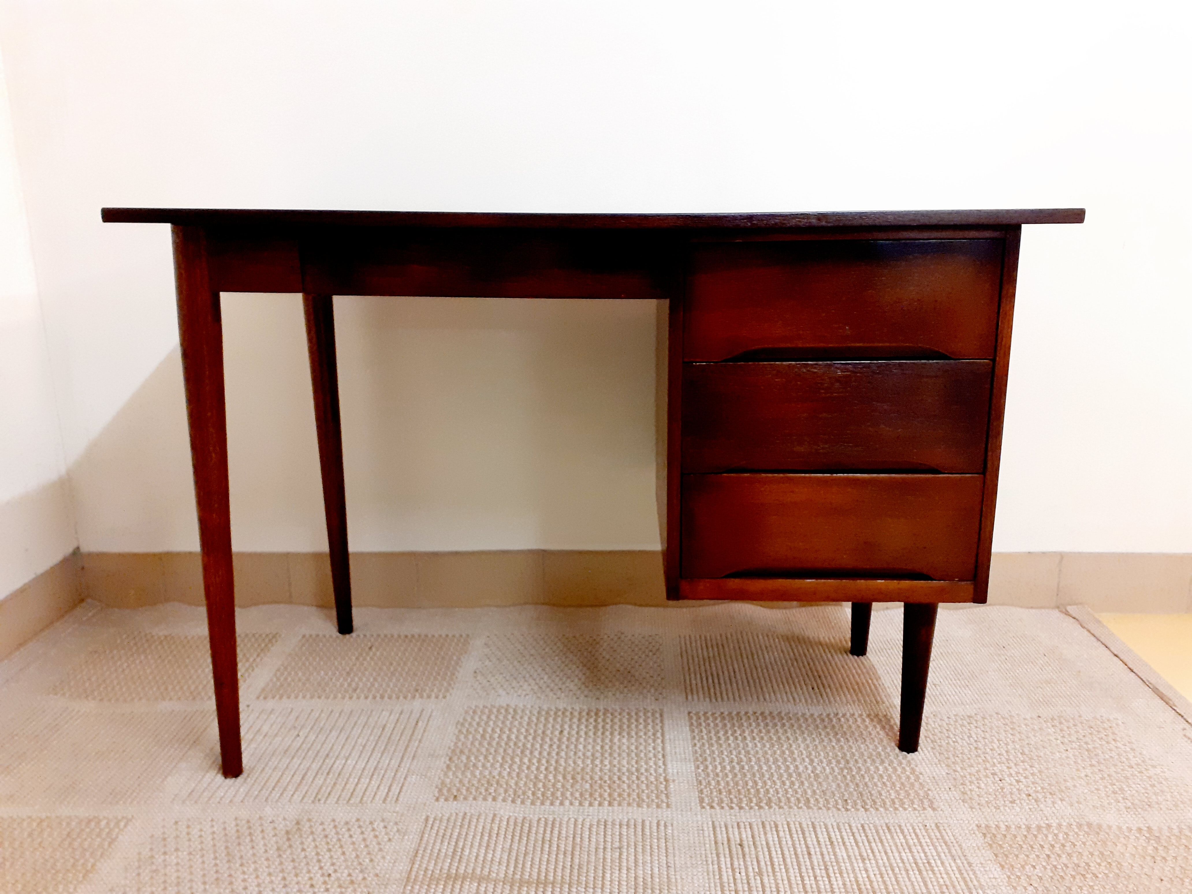 Vintage dark wood desk 50s 60s