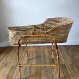 Wicker and bamboo crib 1930s 1940s