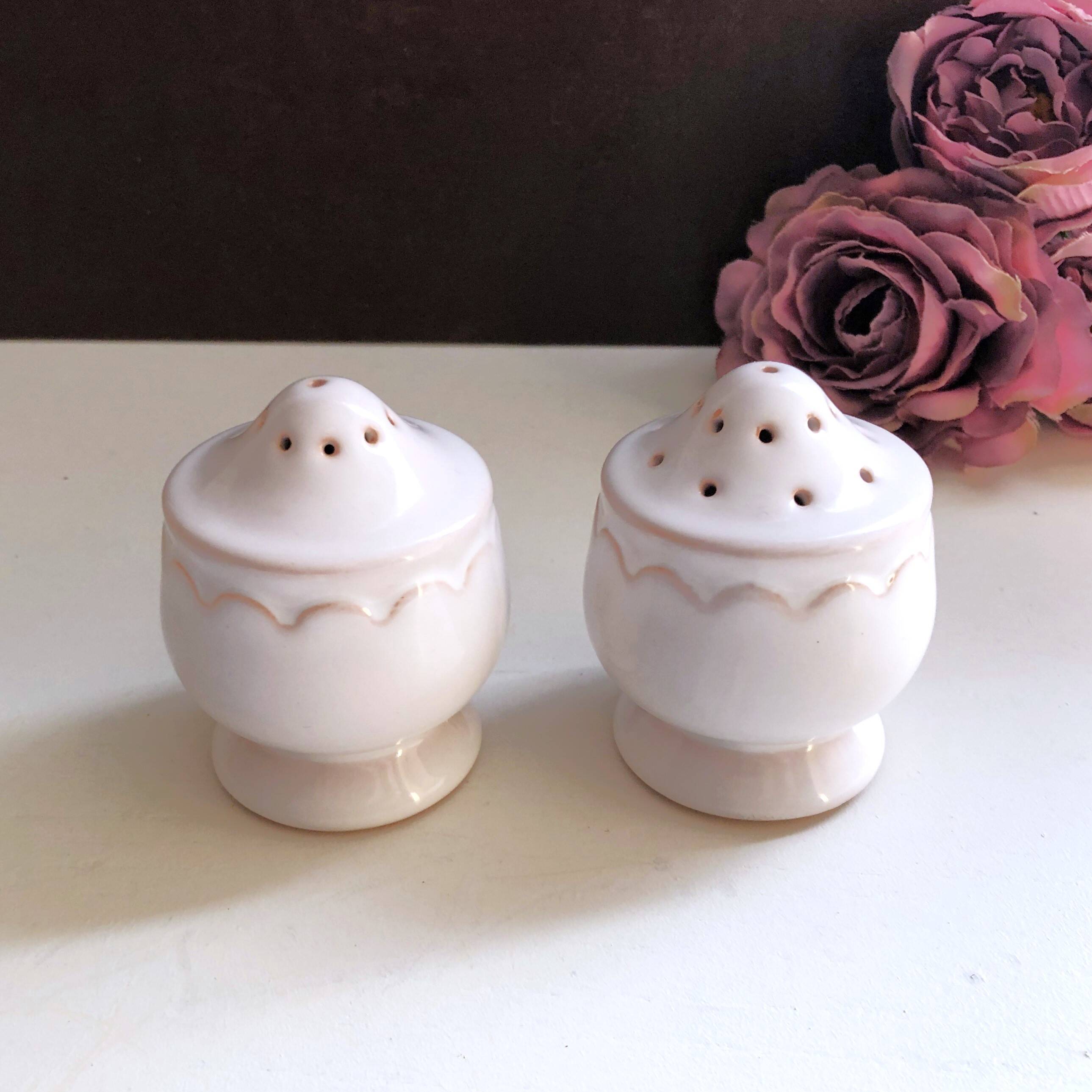Vintage porcelain salt and pepper shaker duo