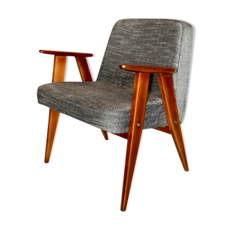 Vintage 366 Black & White Easy Chair by Józef Chierowski, 1970s