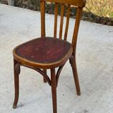 Bentwood bistro chair upholstered in burgundy leather