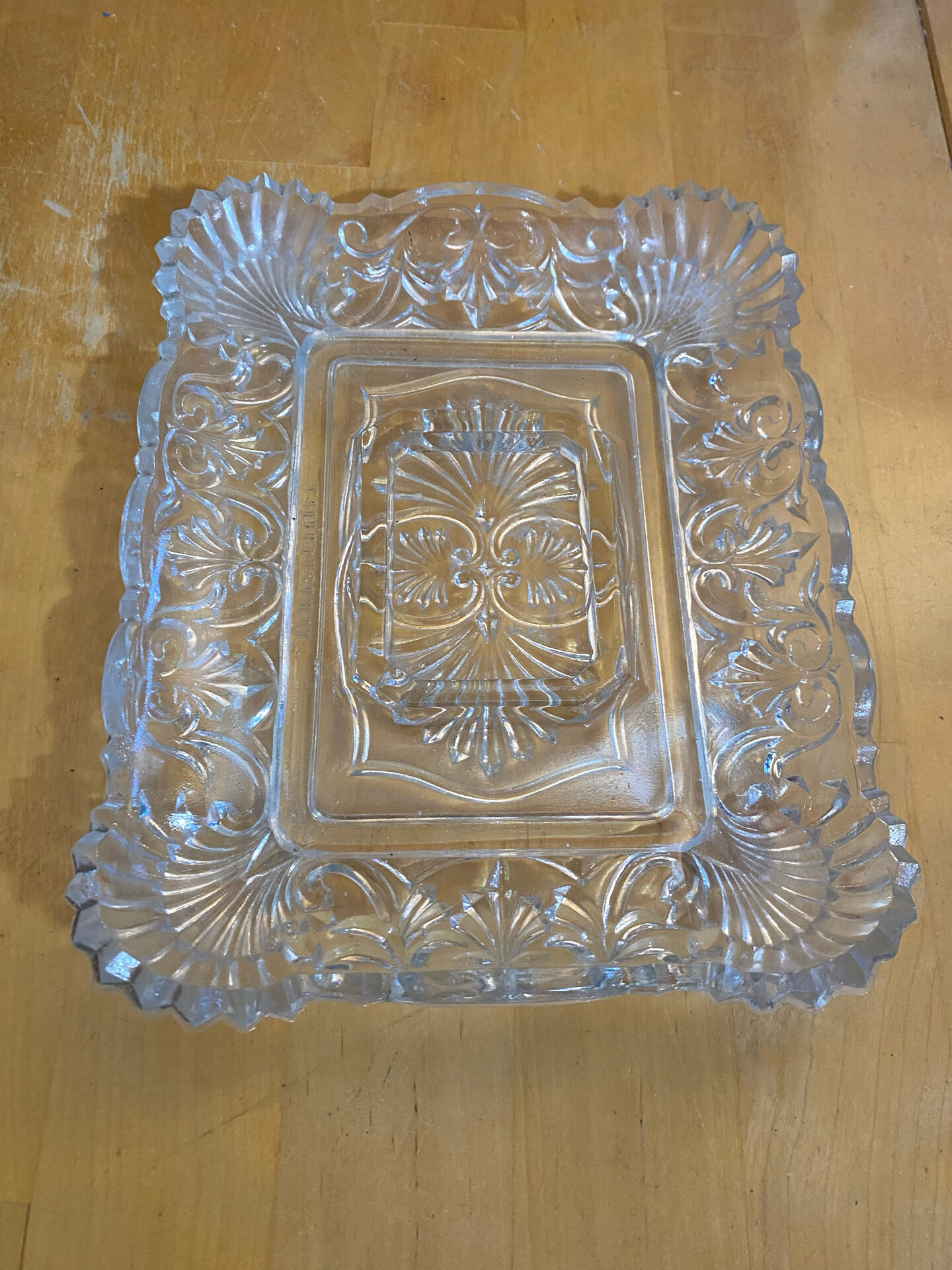 Vintage vallerysthal crystal moulded cut pocket ashtray #