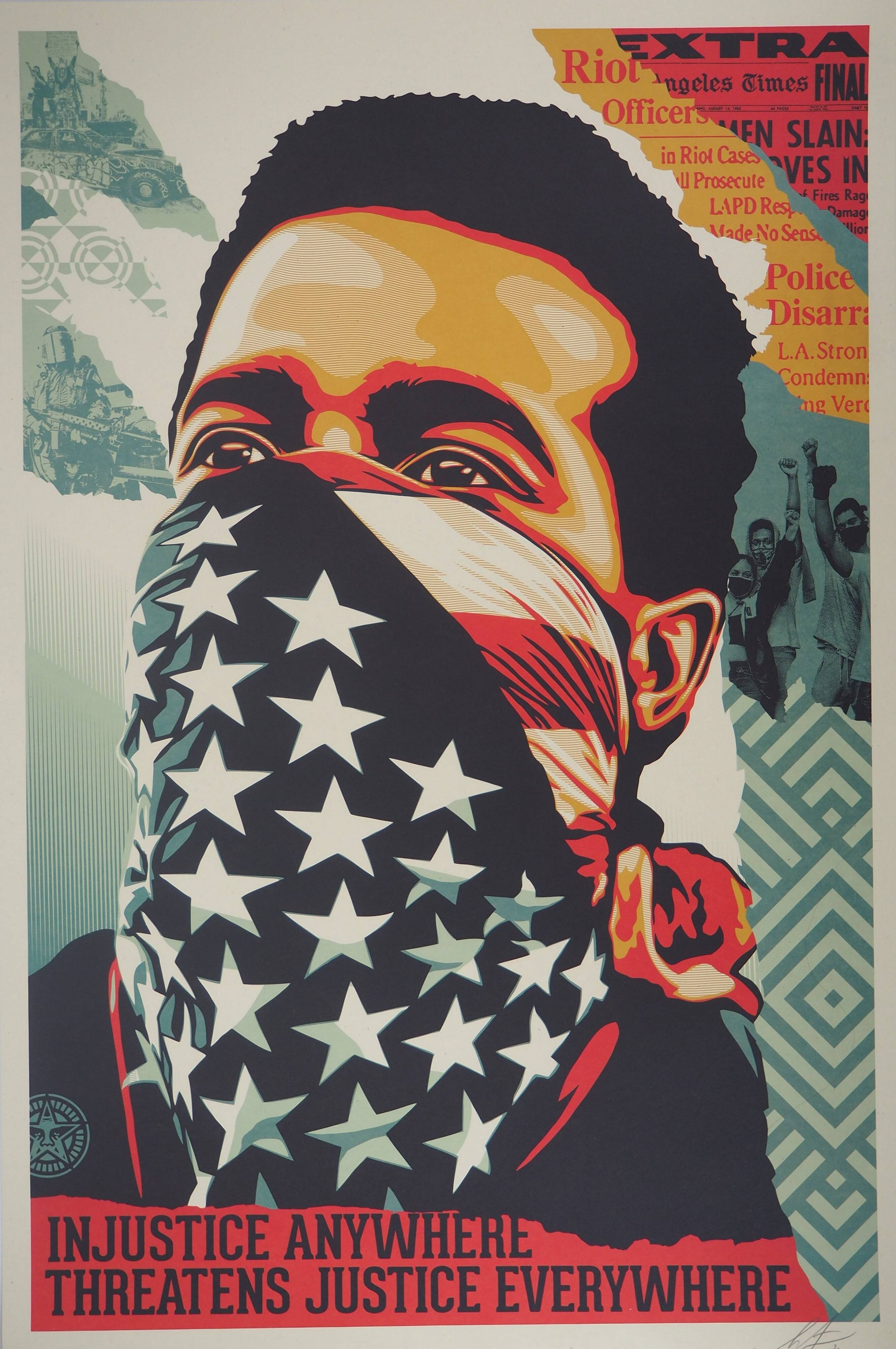 Shepard Fairey (Obey Giant) : American Rage - Lithographie signée