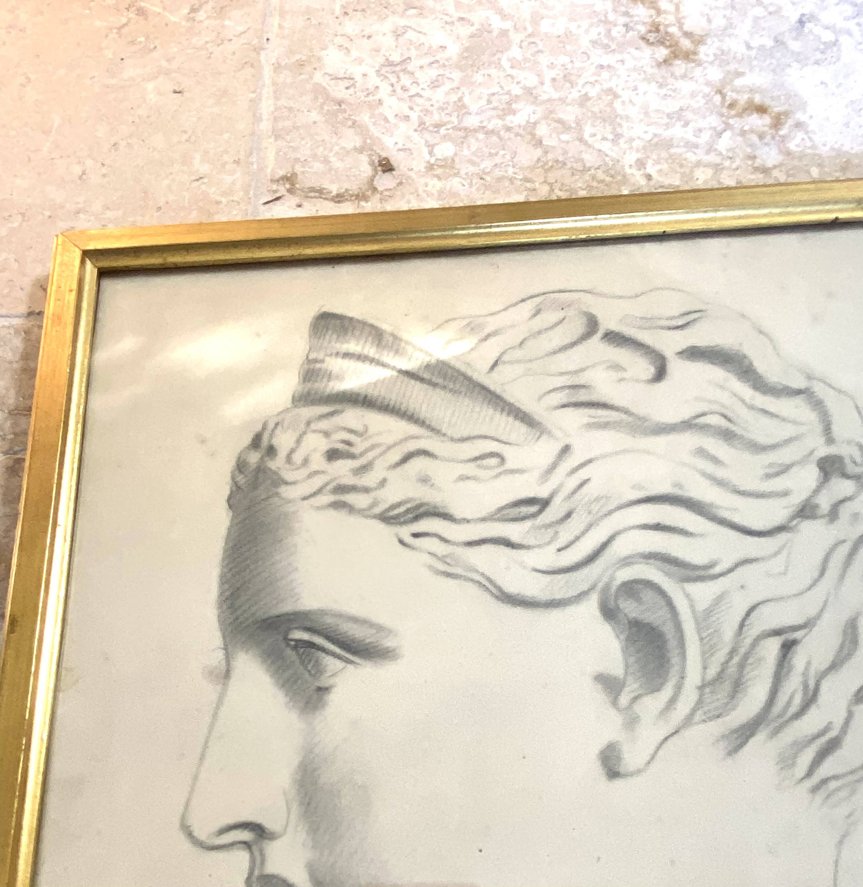 Dessin d’atelier, cadre bois vitré