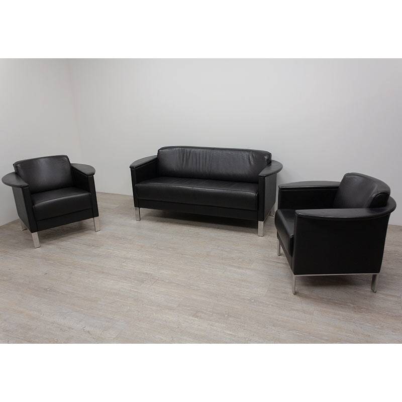 Black leather armchair by Kusch+Co