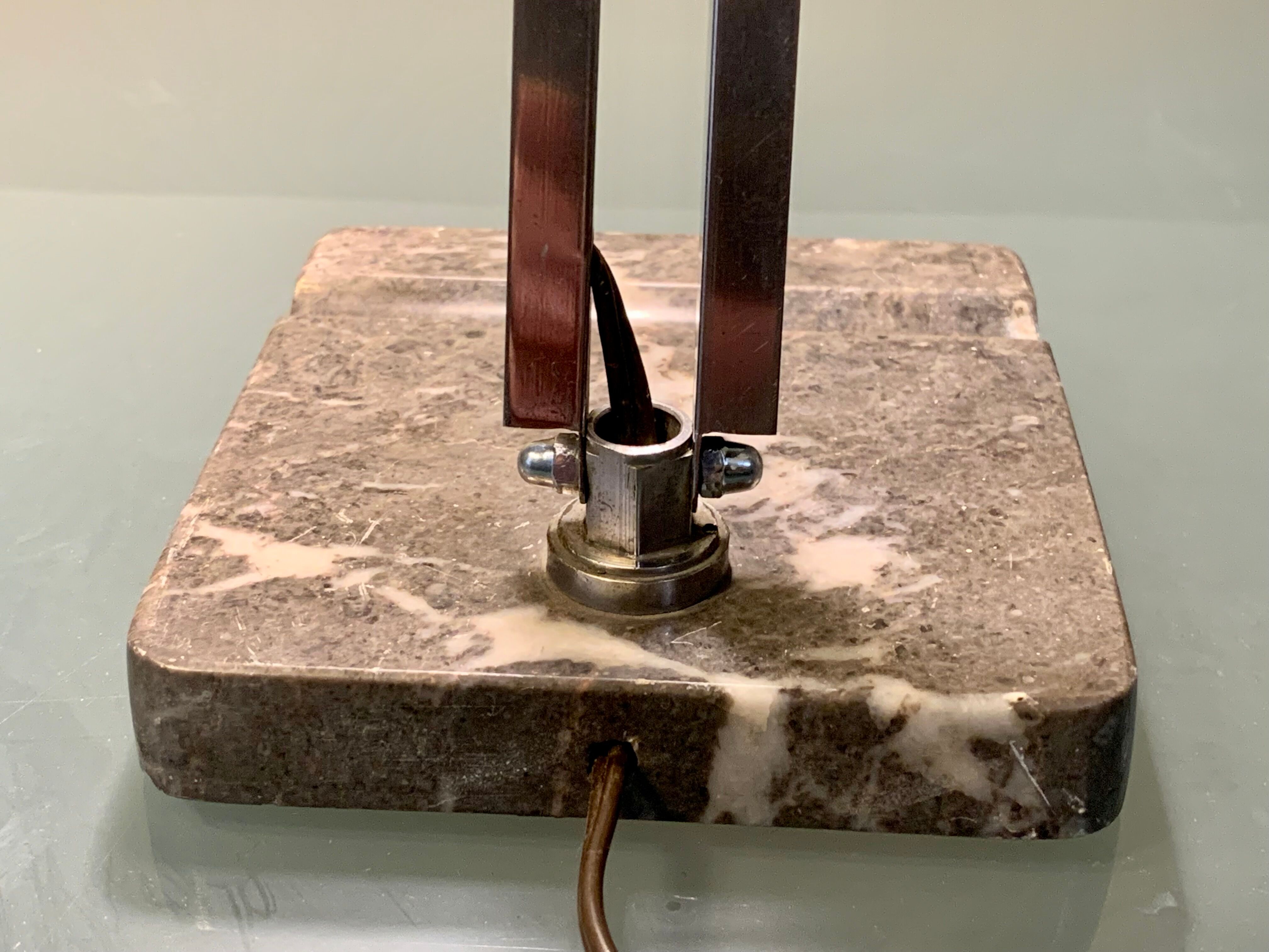 Art deco chrome and marble desk or bedside lamp