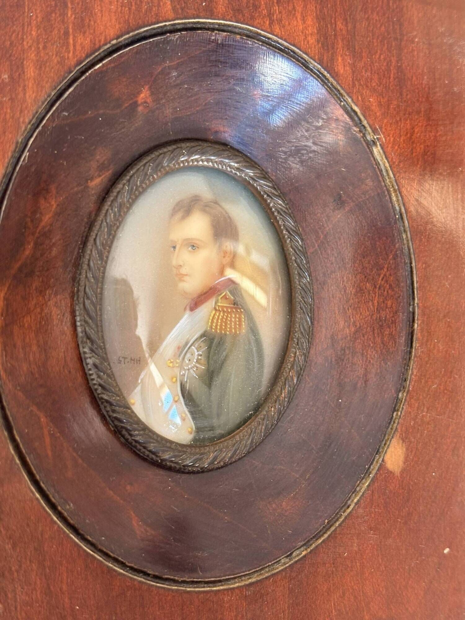 Antique Miniature Napoleon Bonaparte Empire Mahogany Frame Collector's Item