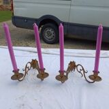 Pair of Bronze Candlesticks with 2 Arms of Lights