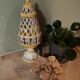 Vintage night light in perforated terracotta - Hand-painted
