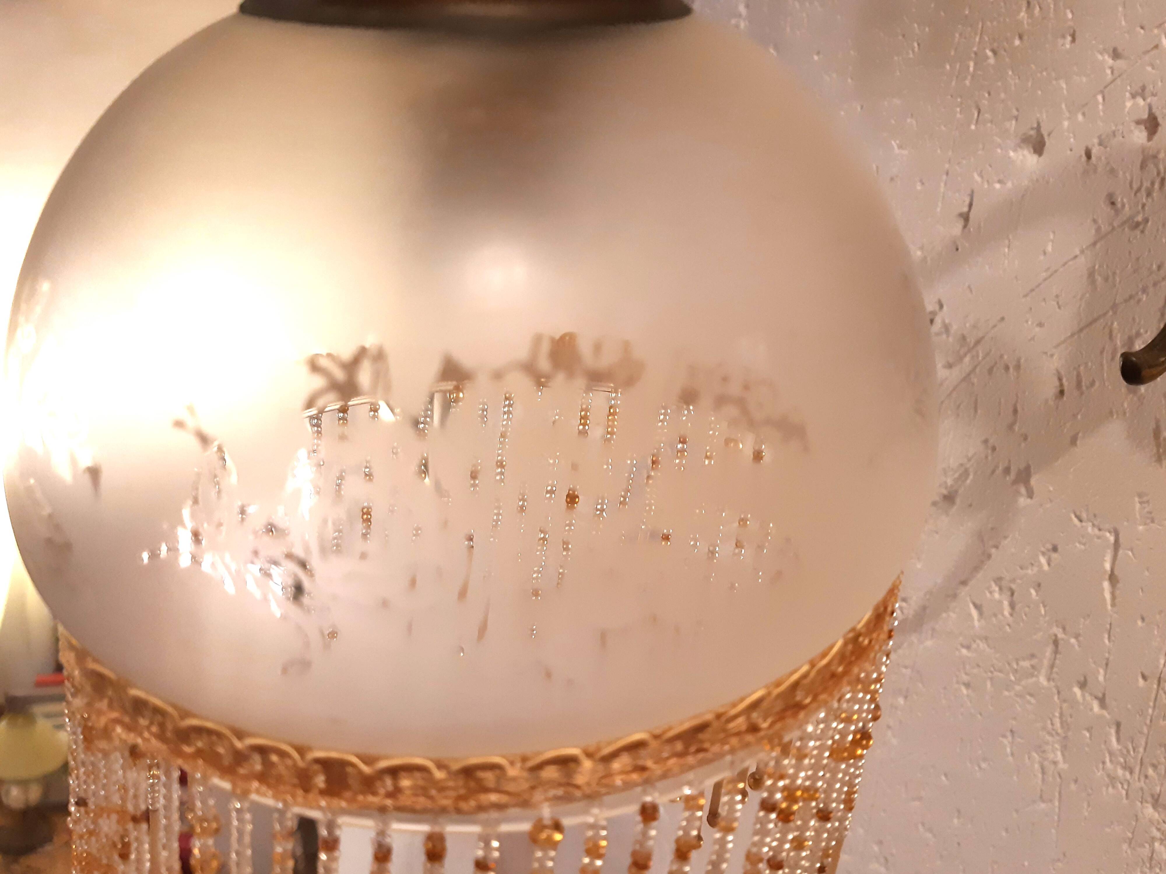 Applique murale globe verre et pampilles art nouveau