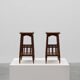 Pair of 20th century rustic wooden side tables with ceramic tile top