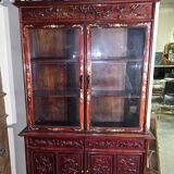 Asia 19th century: Ancient lacquer library, richly carved and adorned.