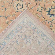 Peach Pink Large Persian Rug, Floral Bordered Vintage Carpet, 292x387Cm