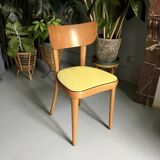 6 yellow and wood Thonet chairs