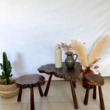 Ensemble table et tabourets brutaliste