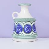 vintage white vase painted blue