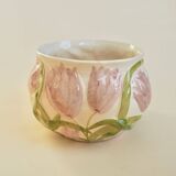 Cache-pot fleurs roses