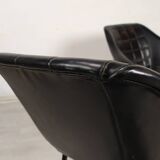 Vintage black skai armchairs