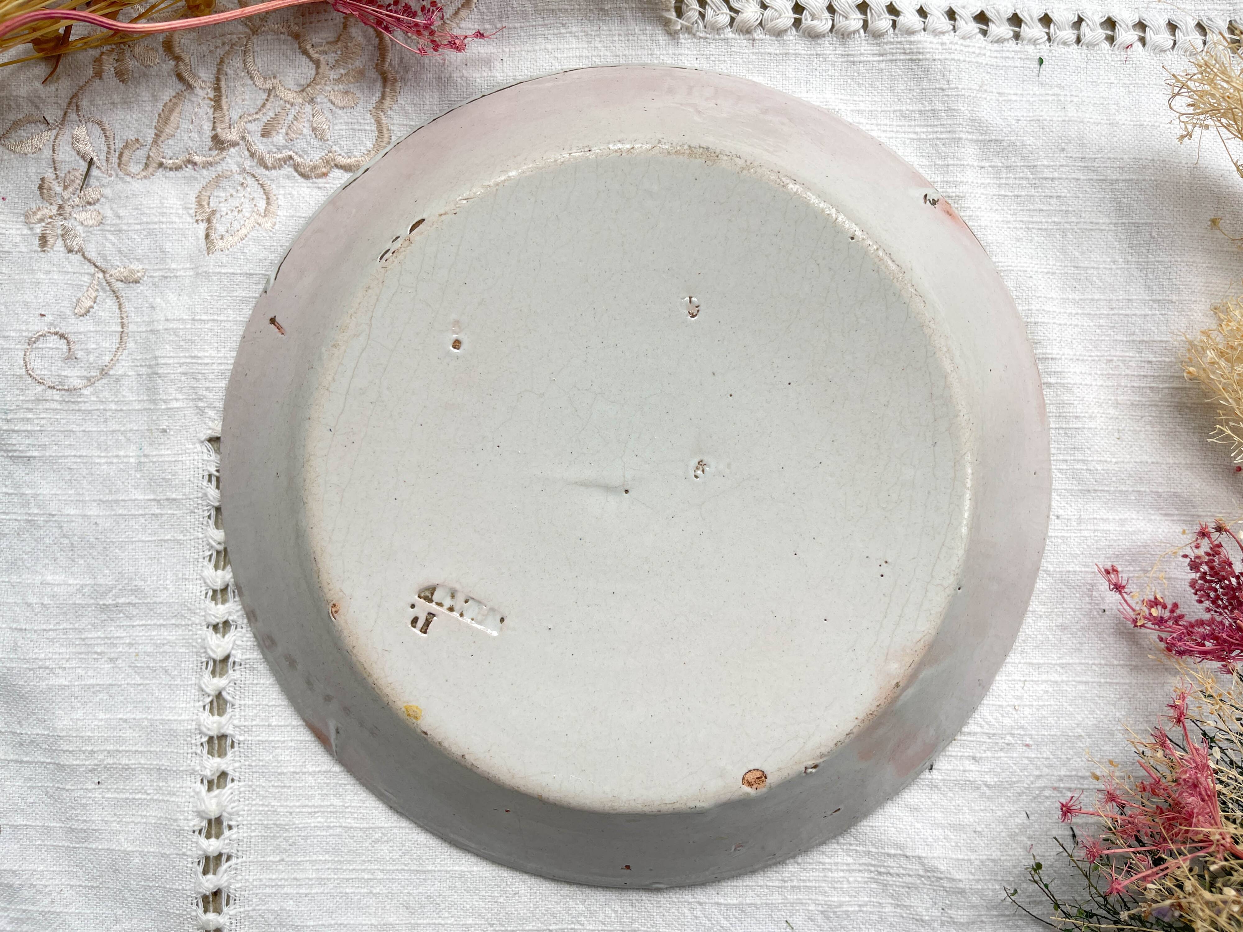 Antique French Earthenware Plate Nevers Calotte 19th Century