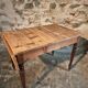 Vintage French pine table with extendable side, circa 1930, suitable for kitchen or office use.