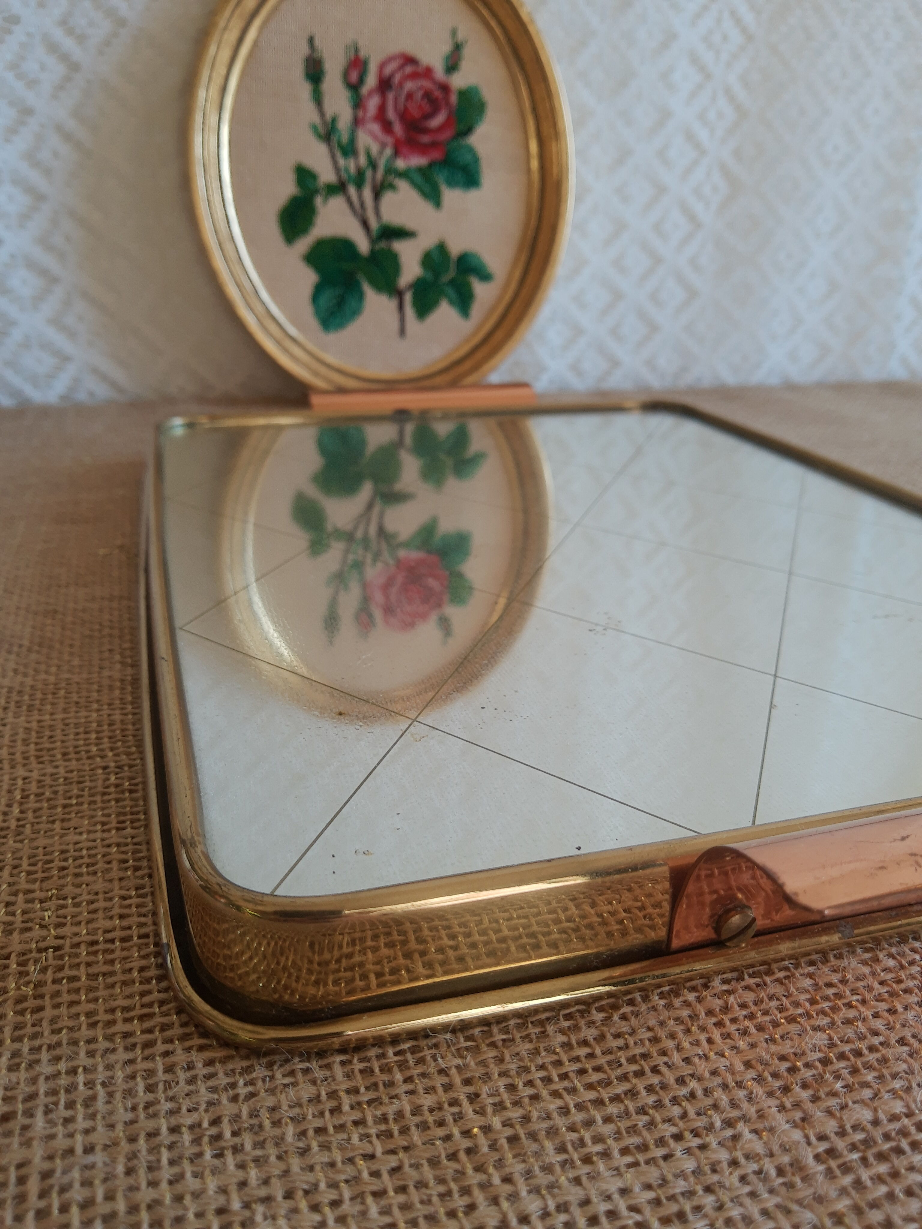 Brass top with vintage mirror