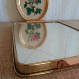 Plateau en laiton avec miroir vintage