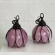 pair of iron wall lamps and Tiffany style glass legs