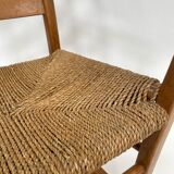 Mid century pine & sisal rocking chair, 1950s