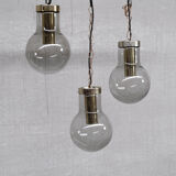 Smoked mid-century glass and brass pendant light by raak