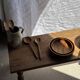 Salad server or large oval split teak spoon. L18 D8.5