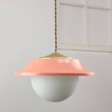 Mid-Century Italian Pink Metal and Brass Pendant Lamp