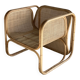 Amsterdam rattan armchair with U-shaped armrest, squared canework