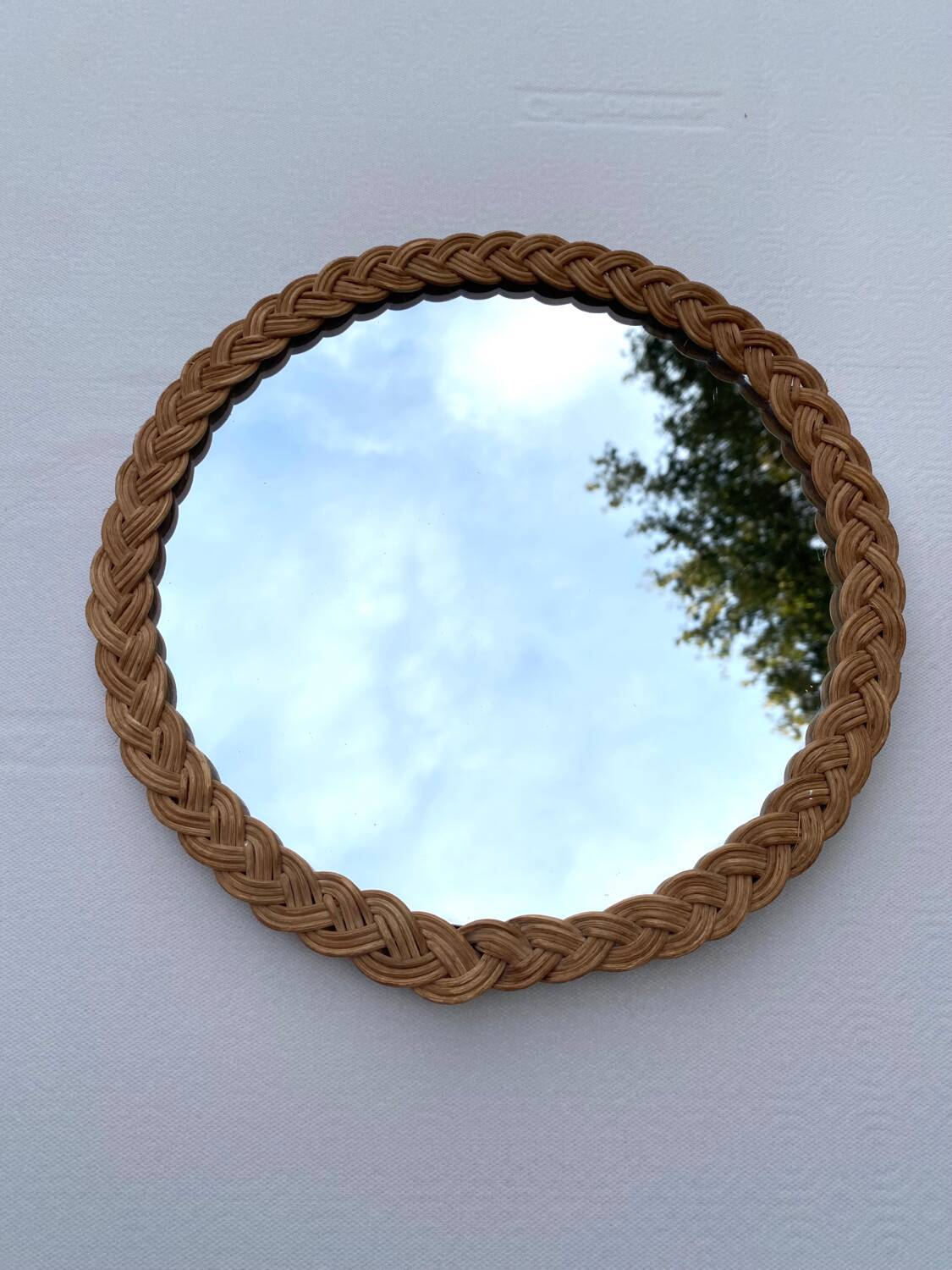 Old wicker rattan mirror 29cm
