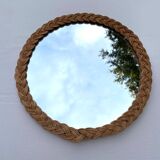 Ancien miroir en rotin osier 29cm