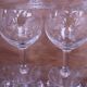 Set of 9 engraved vintage floral balloon white wine glasses.
