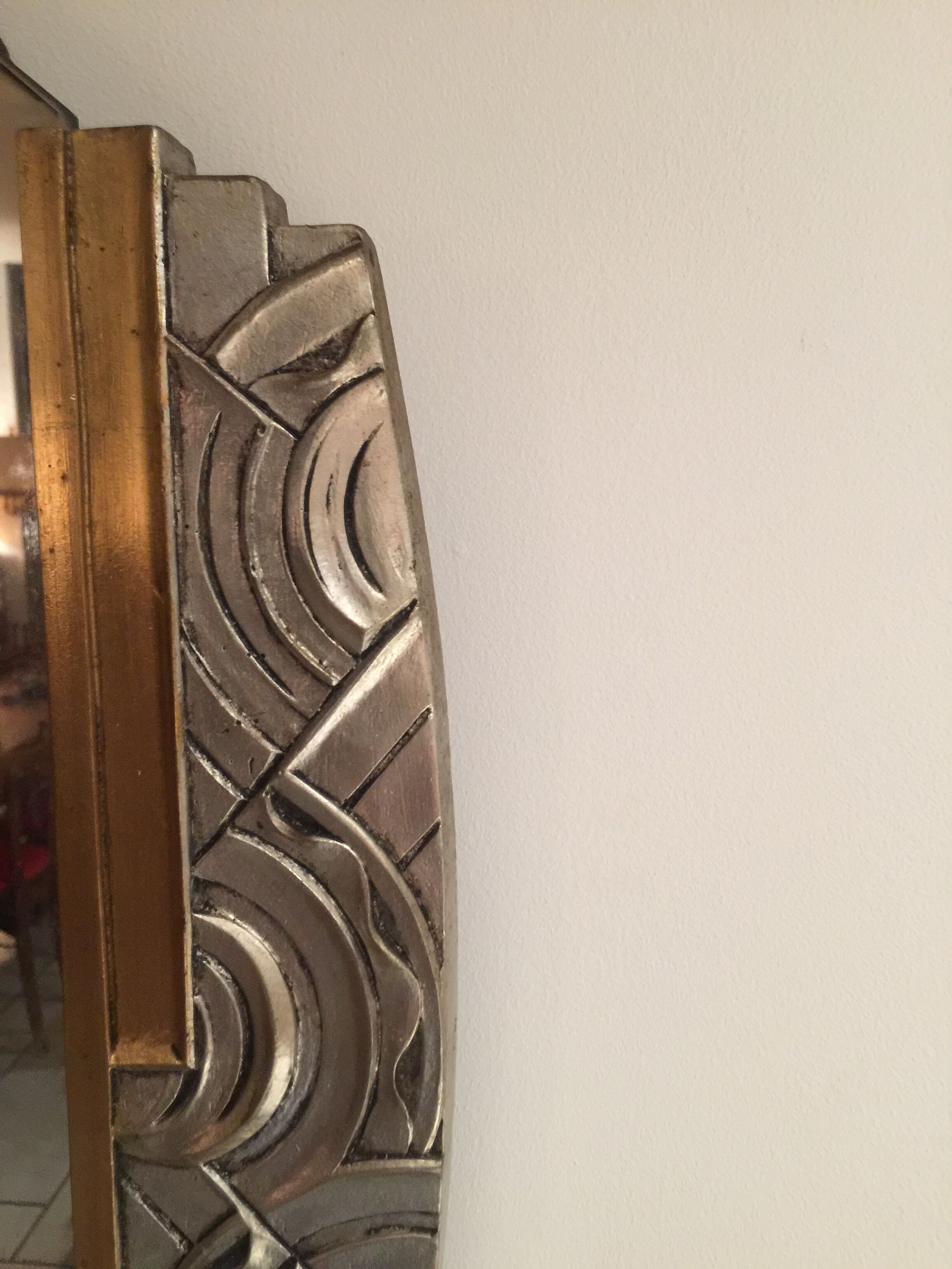 Silver art deco mirror 57x60cm
