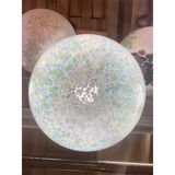 Contemporary Light Green Light Blue and White Swirling Sphere Pendant in Mu