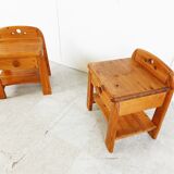 Paire de chevet vintage en pin, années 1960