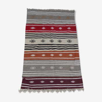 Tapis kilim traditionnel multicolore fait main en pure laine
