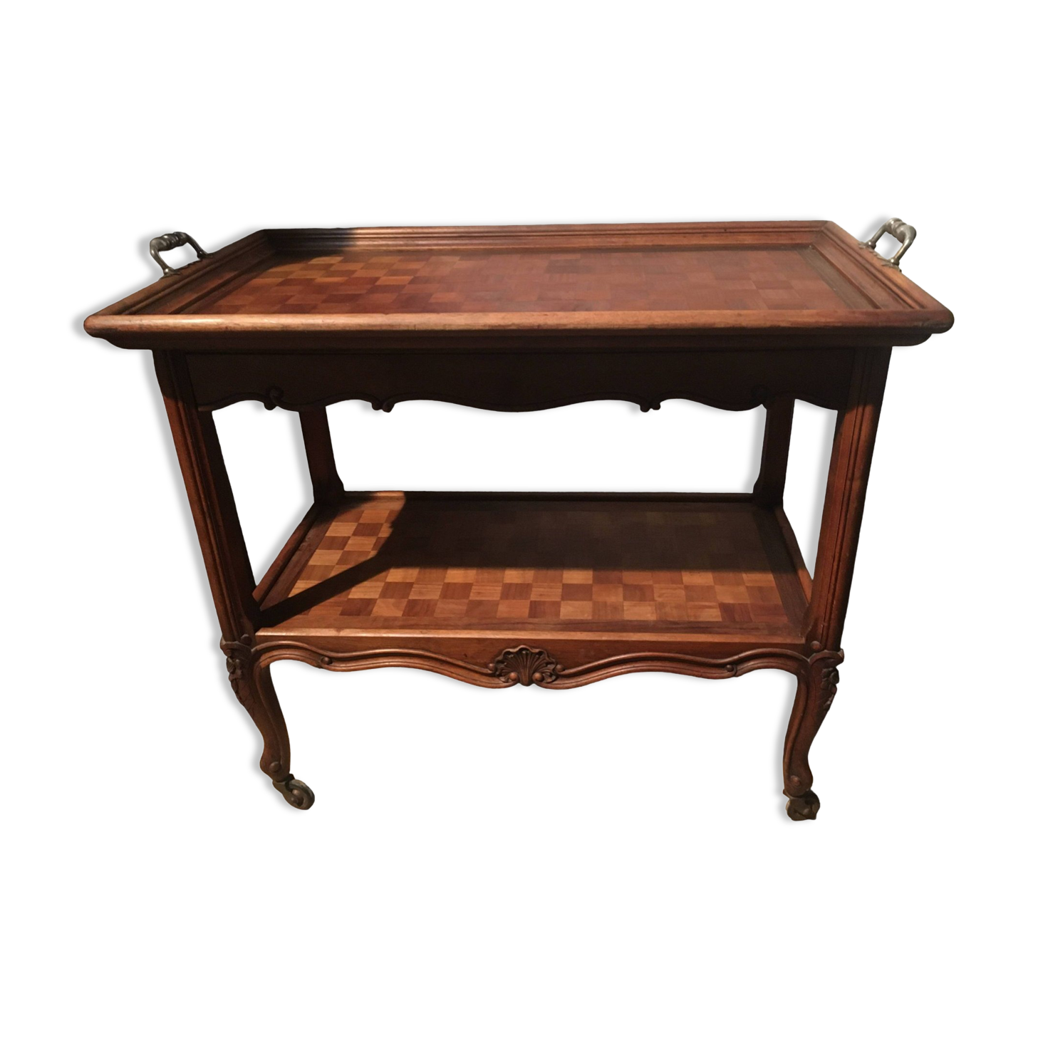 Louis XV style rolling dessert trolley