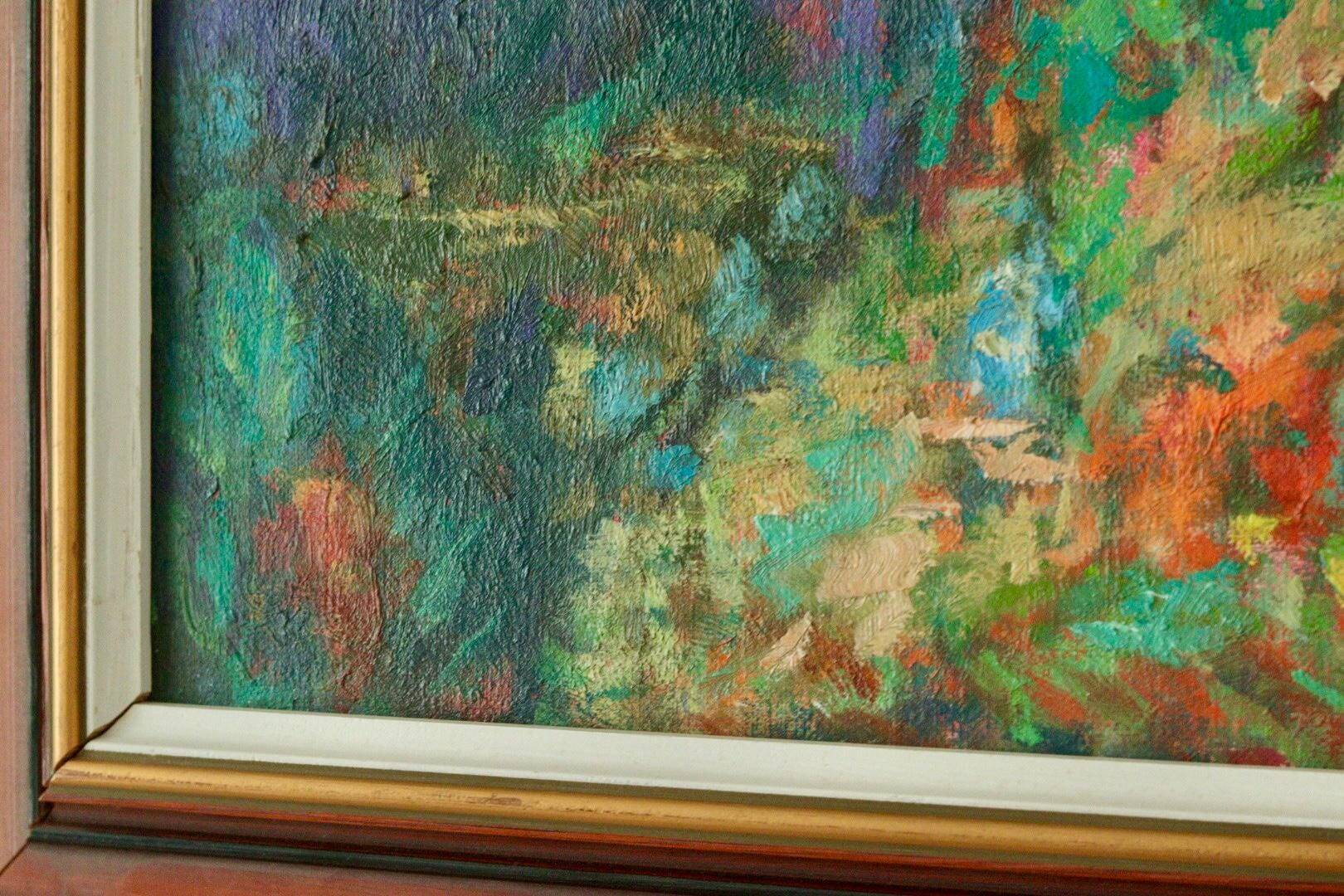 Huile sur toile vintage européenne originale – « Paysage vivant »