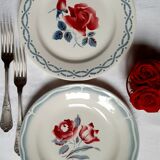 Old flat plates mismatched in earthenware