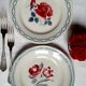 Old flat plates mismatched in earthenware