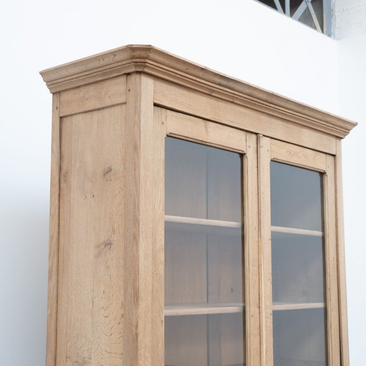 Large glass-fronted oak library – 19th century