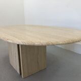 French Coffee Table in Travertine and Marble, 1960s
