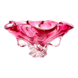 Pink bowl by J. Hospodka, Chribska Sklarna, Czechoslovakia, 1960s/70s.
