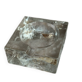 Scandinavian brutalist glass ashtray, minimalist design, 70s