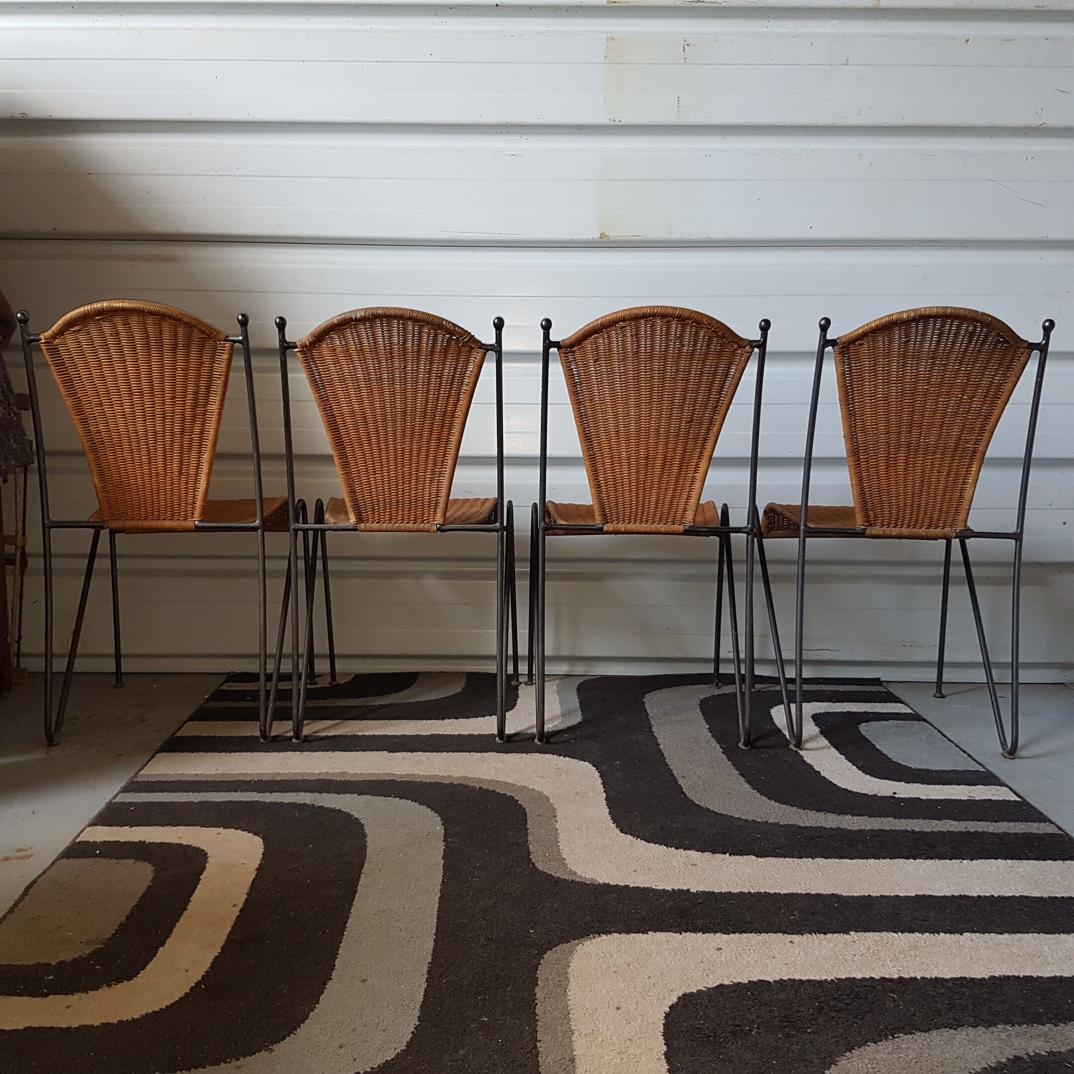 4 vintage canne chairs 1960